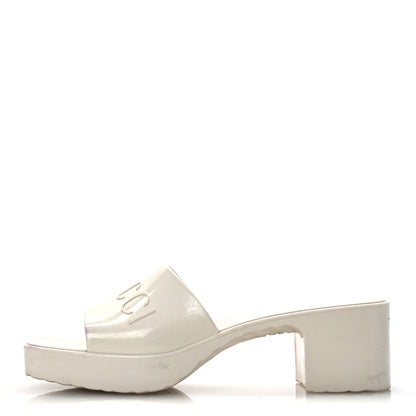 Gucci Rubber Gucci Logo Womens Platform 20/60mm Slide Sandals 38 Mystic White 1 of 14