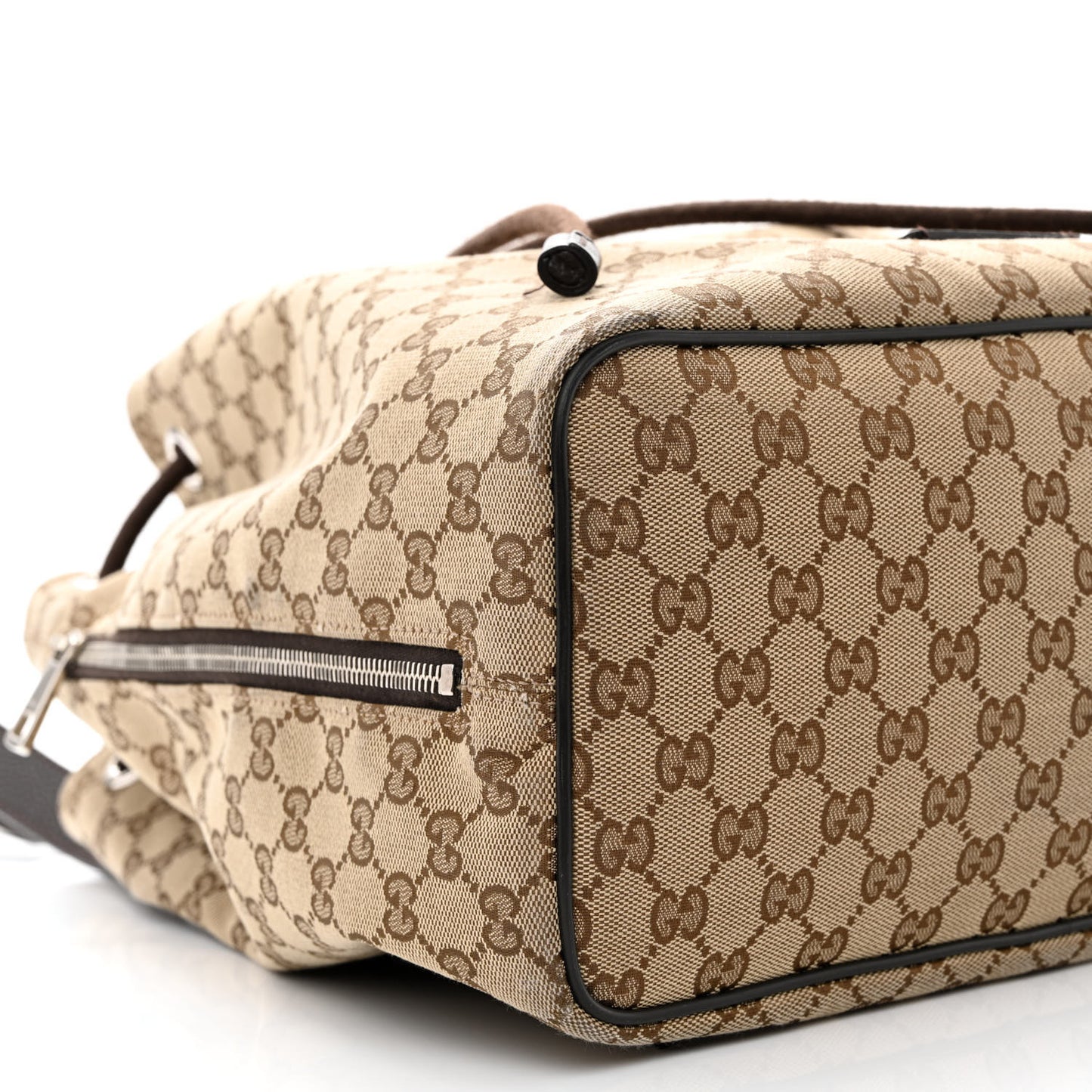 Monogram Dollar Calfskin O Drawstring Backpack Beige Ebony Testa di Moro Dark Chocolate