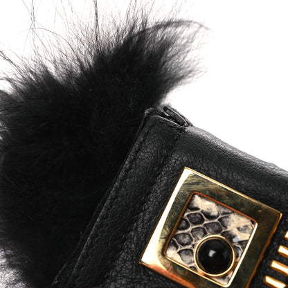 Fendi Fox Fur Calfskin Hypnoteyes Coin Purse Bag Bug Charm Black 7 of 8