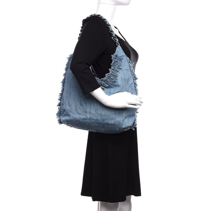 Chanel Denim Quilted Chain Hobo Light Blue 2 of 10