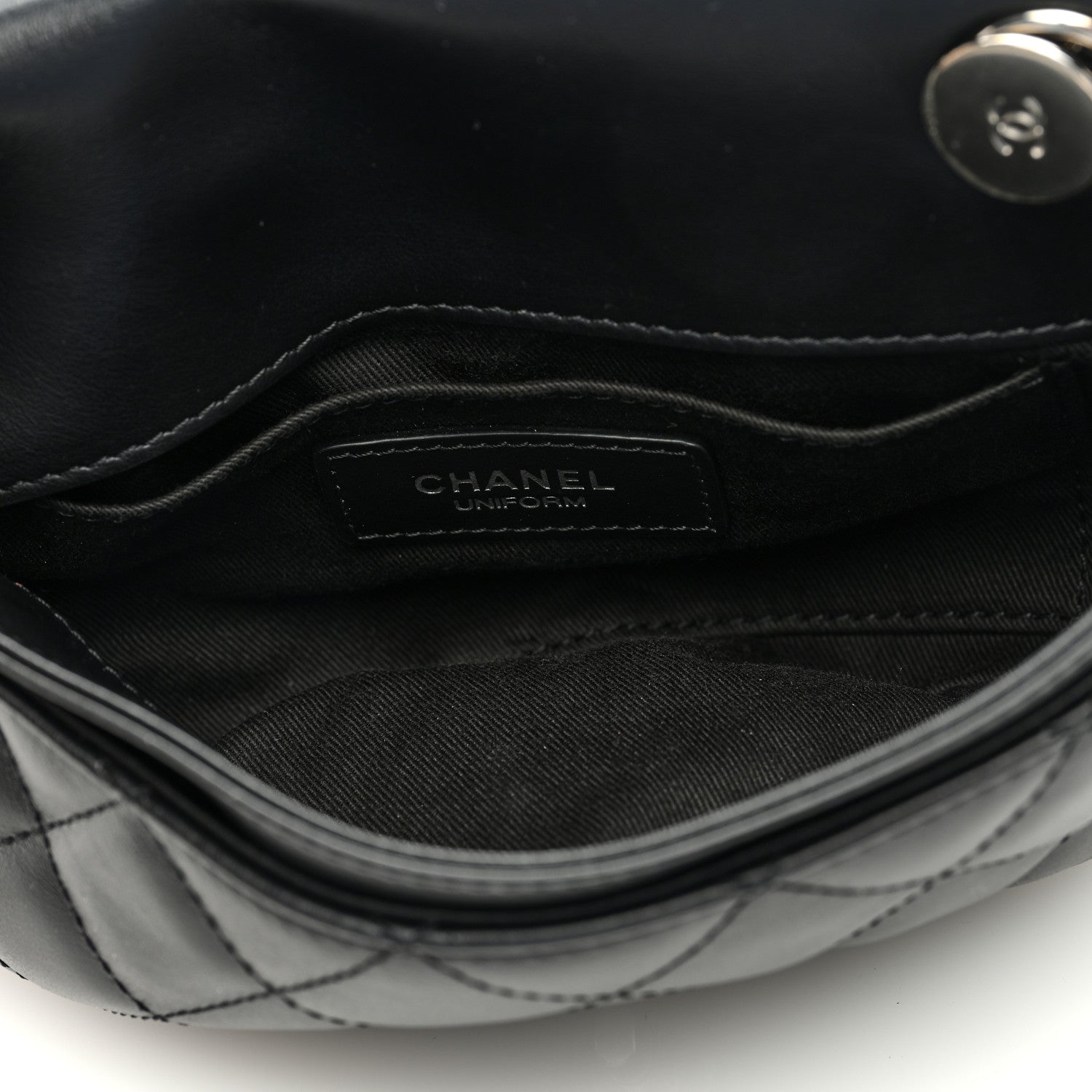 Chanel Calfskin Quilted CC Uniform Flap Belt Bag Black 5 of 9