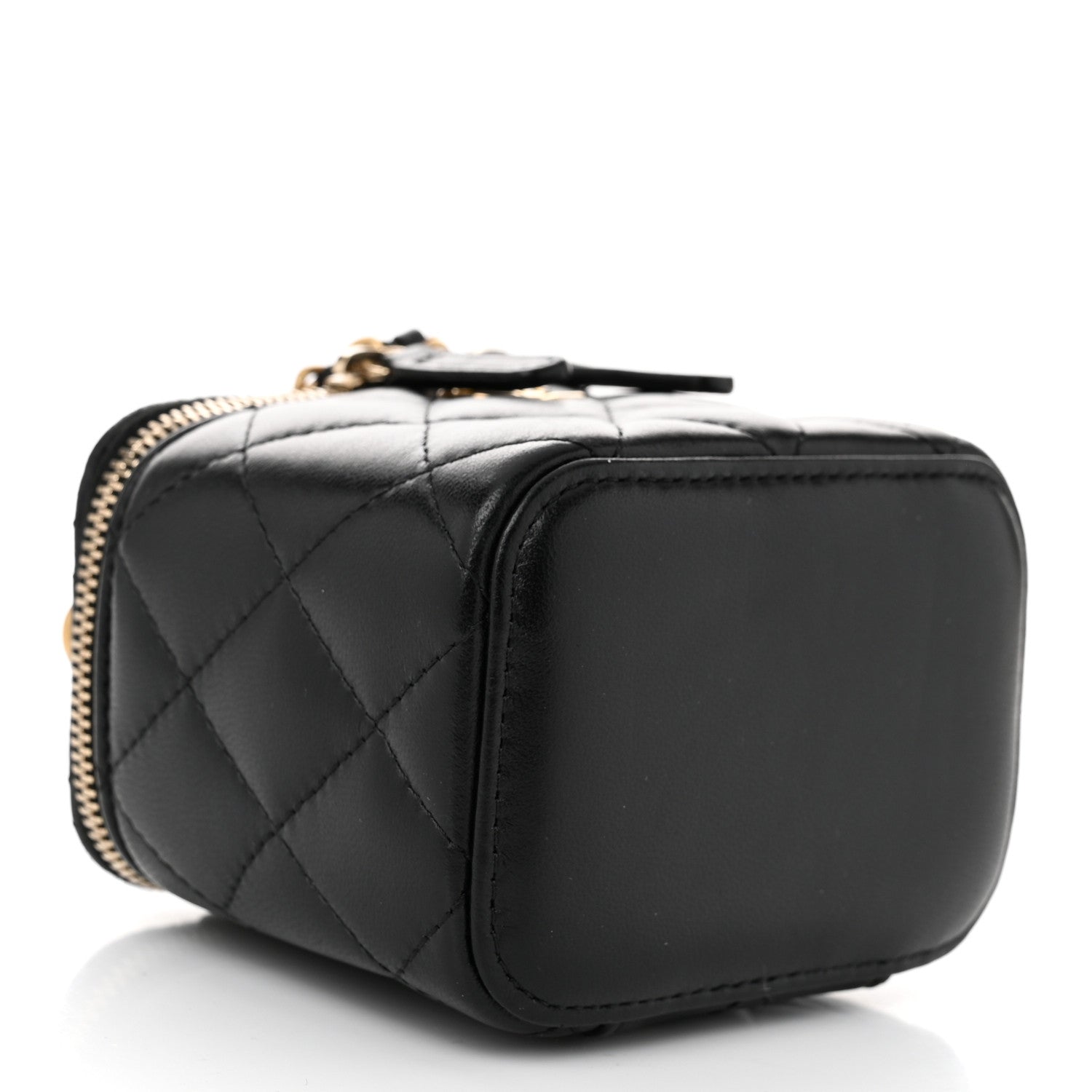 Chanel Lambskin Quilted Top Handle Mini Vanity Case With Chain Black 4 of 10
