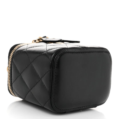 Chanel Lambskin Quilted Top Handle Mini Vanity Case With Chain Black 4 of 10
