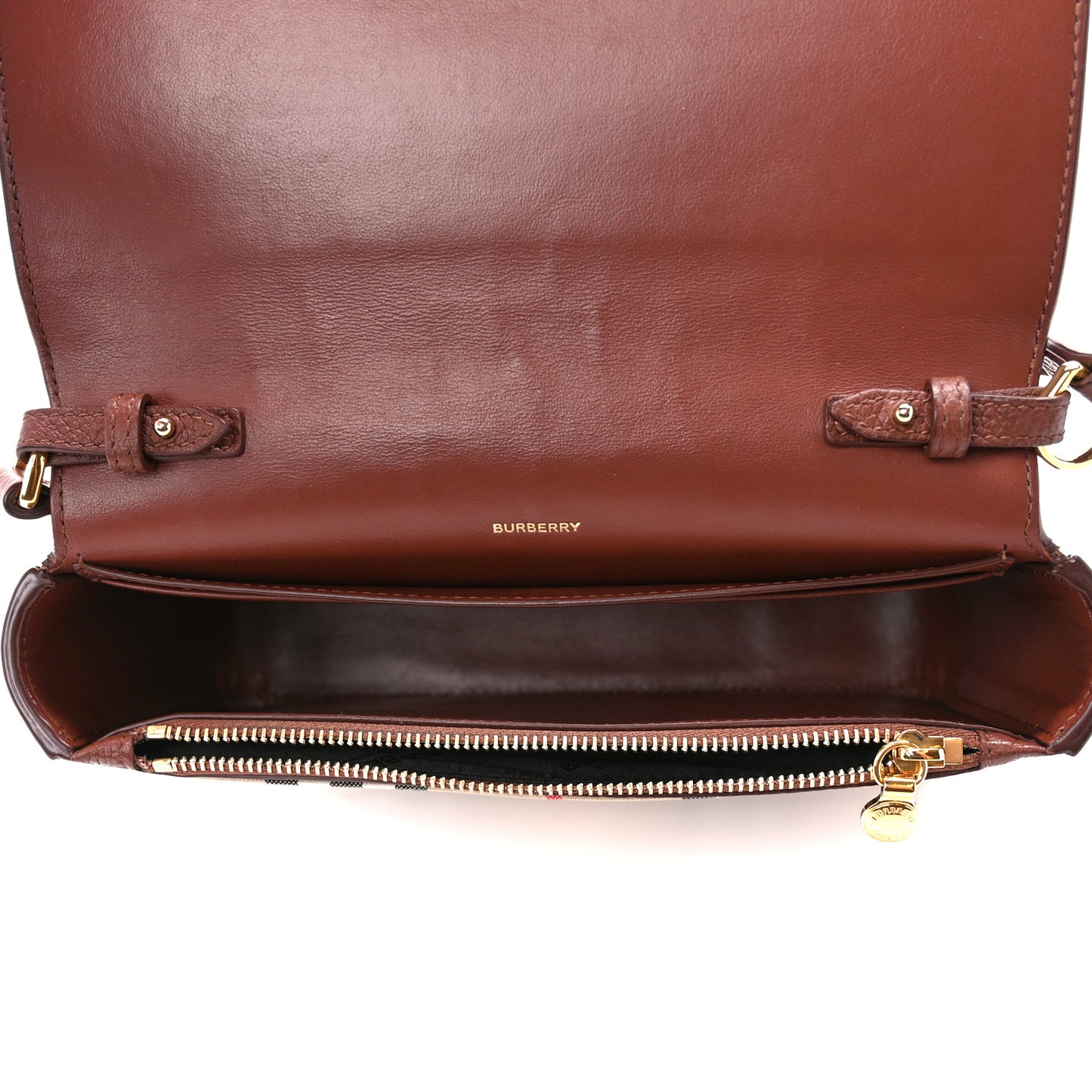 Grainy Calfskin Vintage Check Hampshire Crossbody Archive Beige Tan