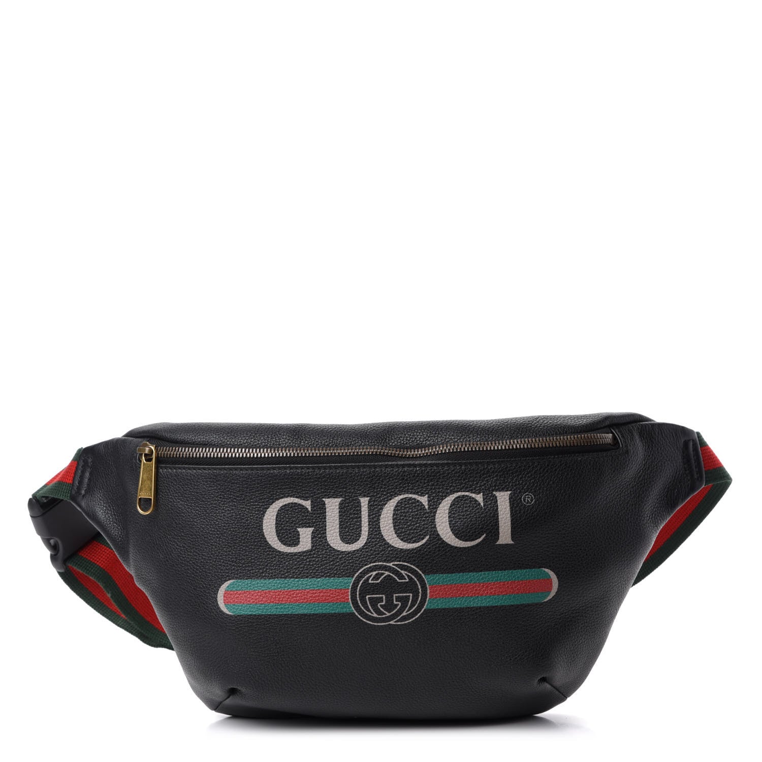 Gucci Grained Calfskin Logo Belt Bag Black 1 of 10