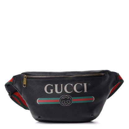 Gucci Grained Calfskin Logo Belt Bag Black 1 of 10