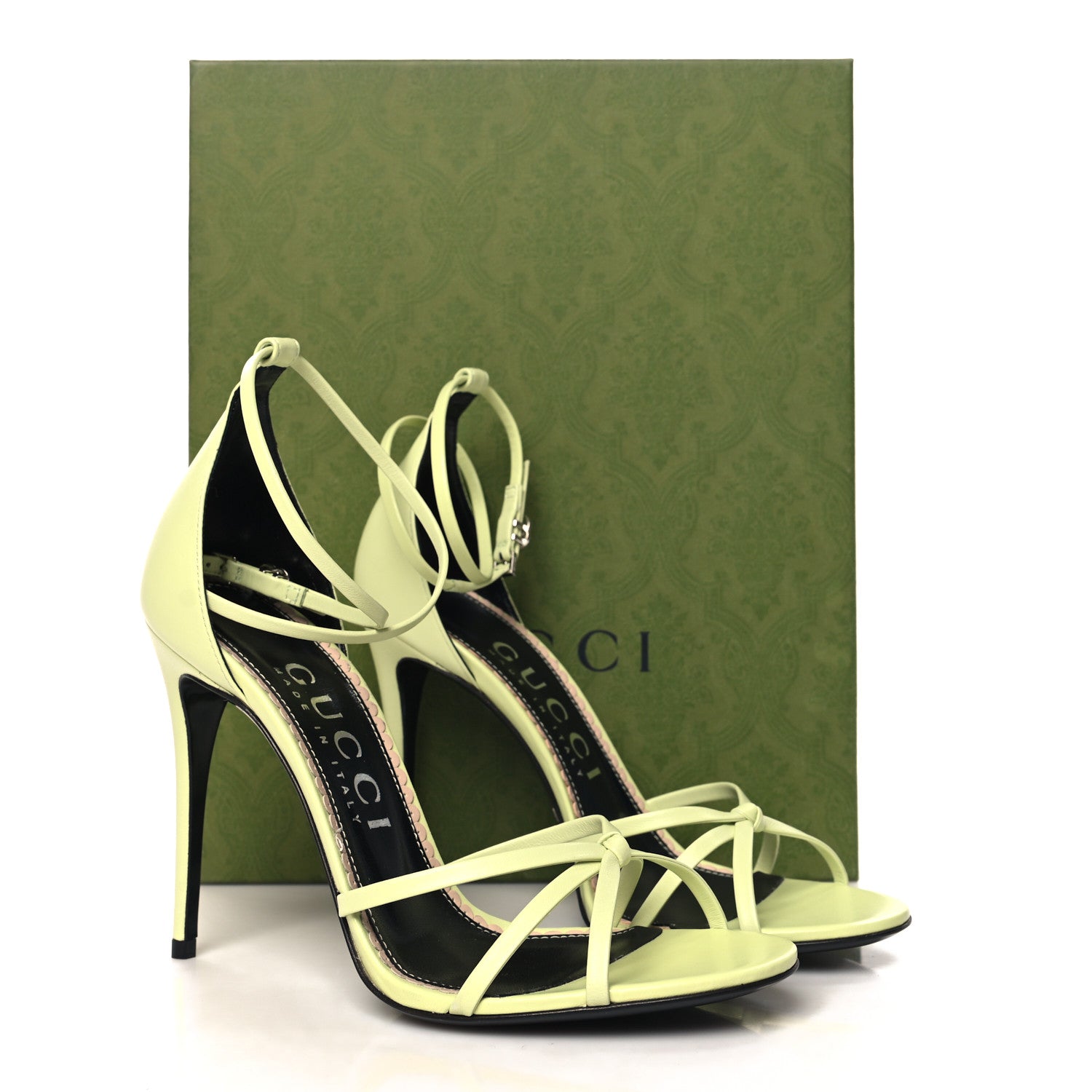 Gucci Nappa Charlotte GG Ankle Strap High Heel Sandals 39 Pistachio Green 9 of 9