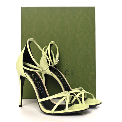 Gucci Nappa Charlotte GG Ankle Strap High Heel Sandals 39 Pistachio Green 9 of 9