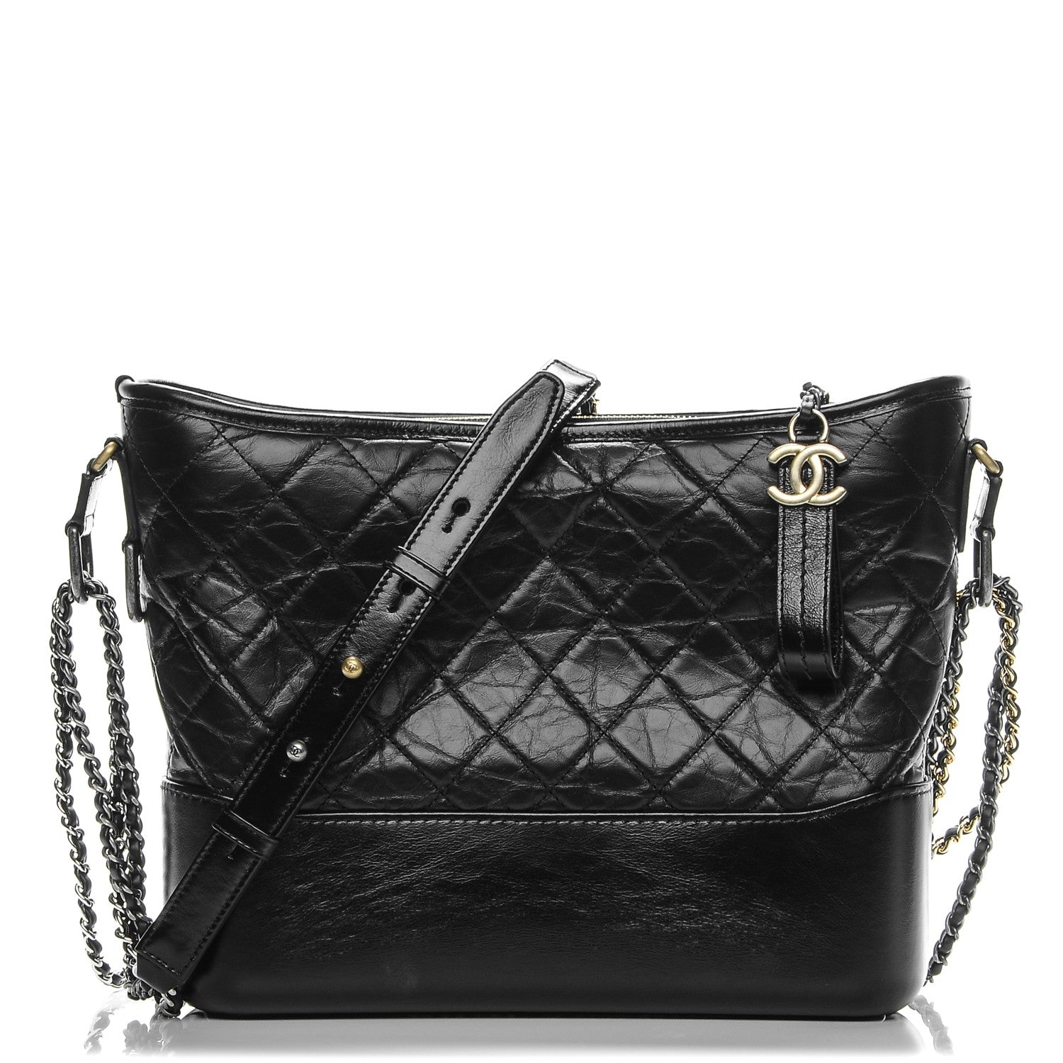 Chanel Aged Calfskin Quilted Medium Gabrielle Hobo Black 1 of 8
