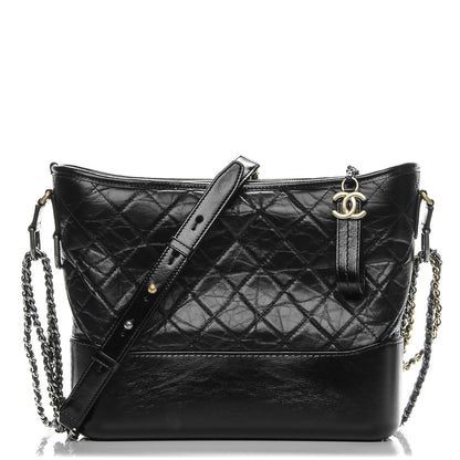 Chanel Aged Calfskin Quilted Medium Gabrielle Hobo Black 1 of 8