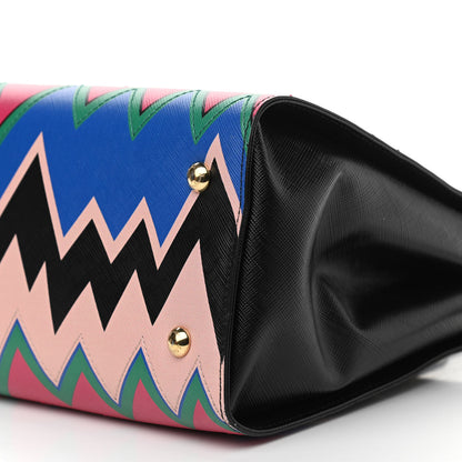 Salvatore Ferragamo Saffiano Zig Zag Beky Tote Black Multicolor 10 of 11