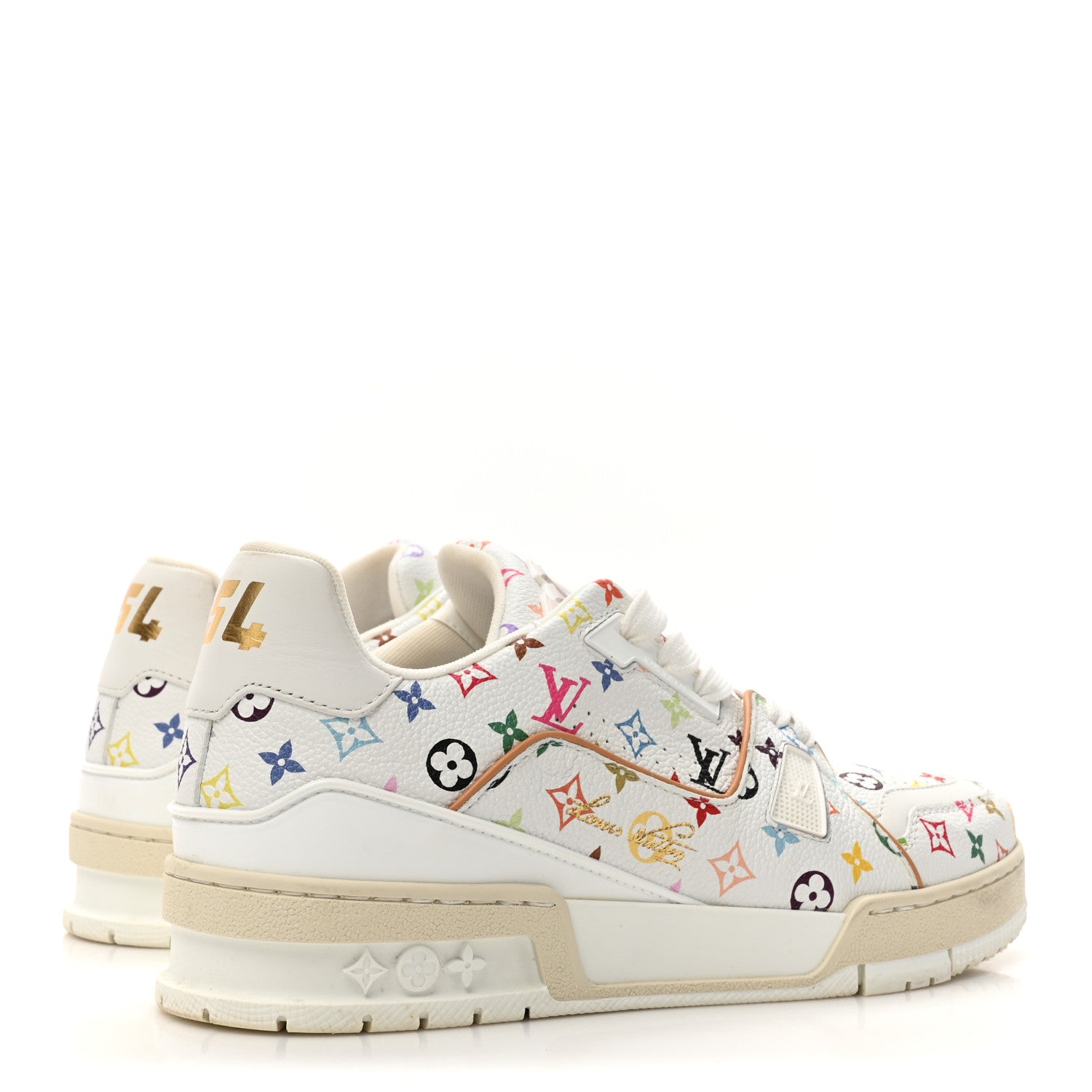 Louis Vuitton LV X TM Calfskin Monogram Multicolor Womens LV Trainer Sneakers 39 White 6 of 10
