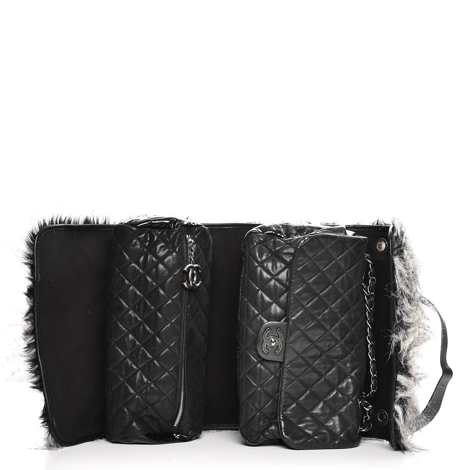 Chanel Iridescent Calfskin Fantasy Fur Backpack Grey 7 of 11