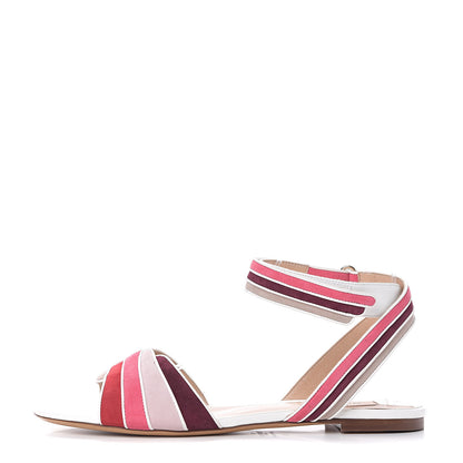 Valentino Garavani Nappa Suede Ankle Strap Flat Sandals 41 Pink Multicolor 1 of 6