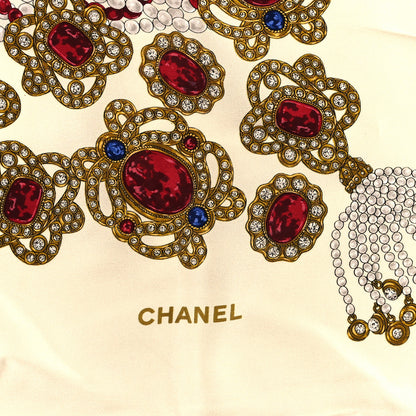 Chanel Silk Jewel Printed Square Scarf Ivory Multicolor 2 of 4