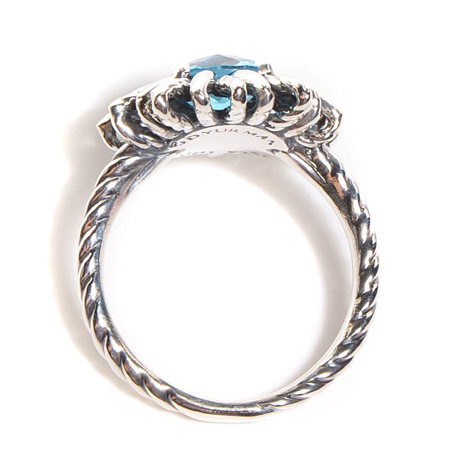 David Yurman Sterling Silver Blue Topaz Starburst Ring 54 6.75 5 of 6