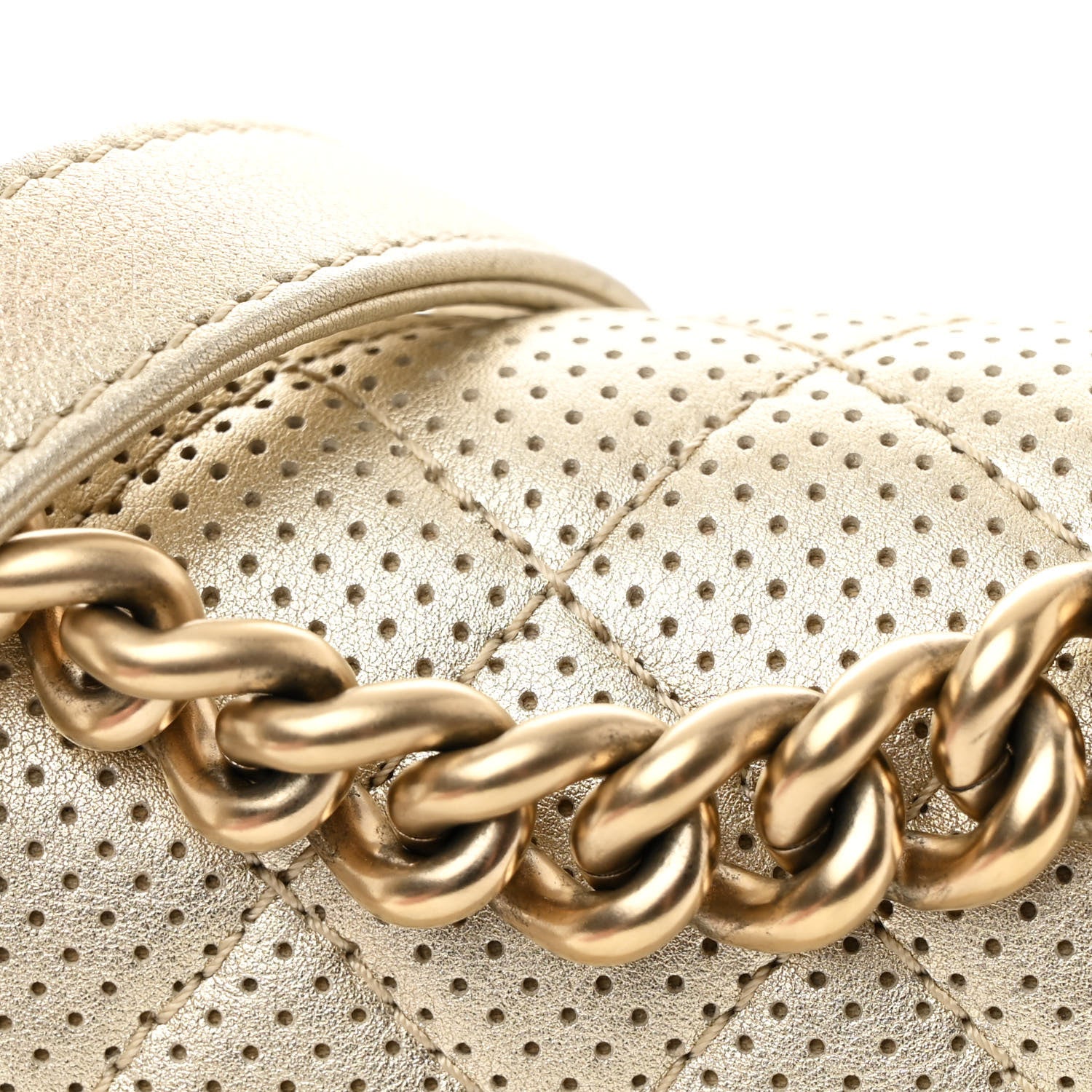 Chanel Metallic Calfskin Perforated Small Boy Flap Gold 8 of 10