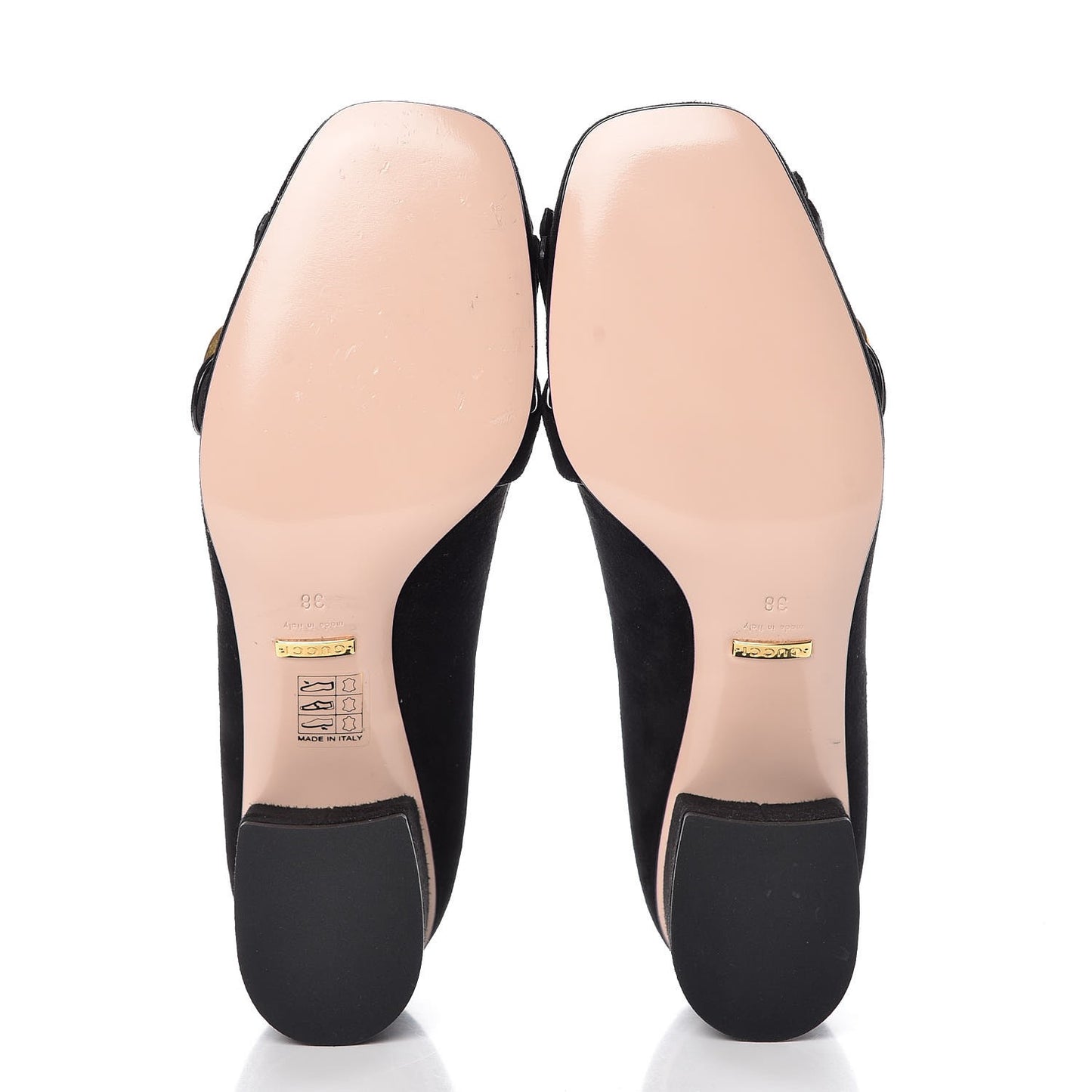Kid Scamosciato GG Marmont Fringe 50mm Loafer Pumps 38 Black