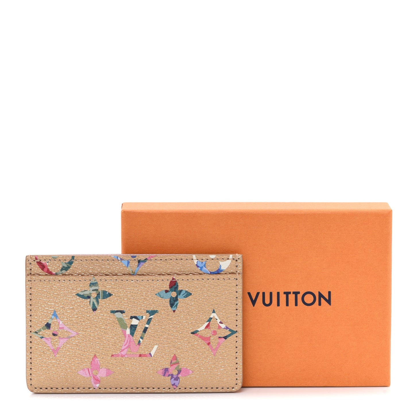 Metallic Monogram LV Garden Card Holder Gold
