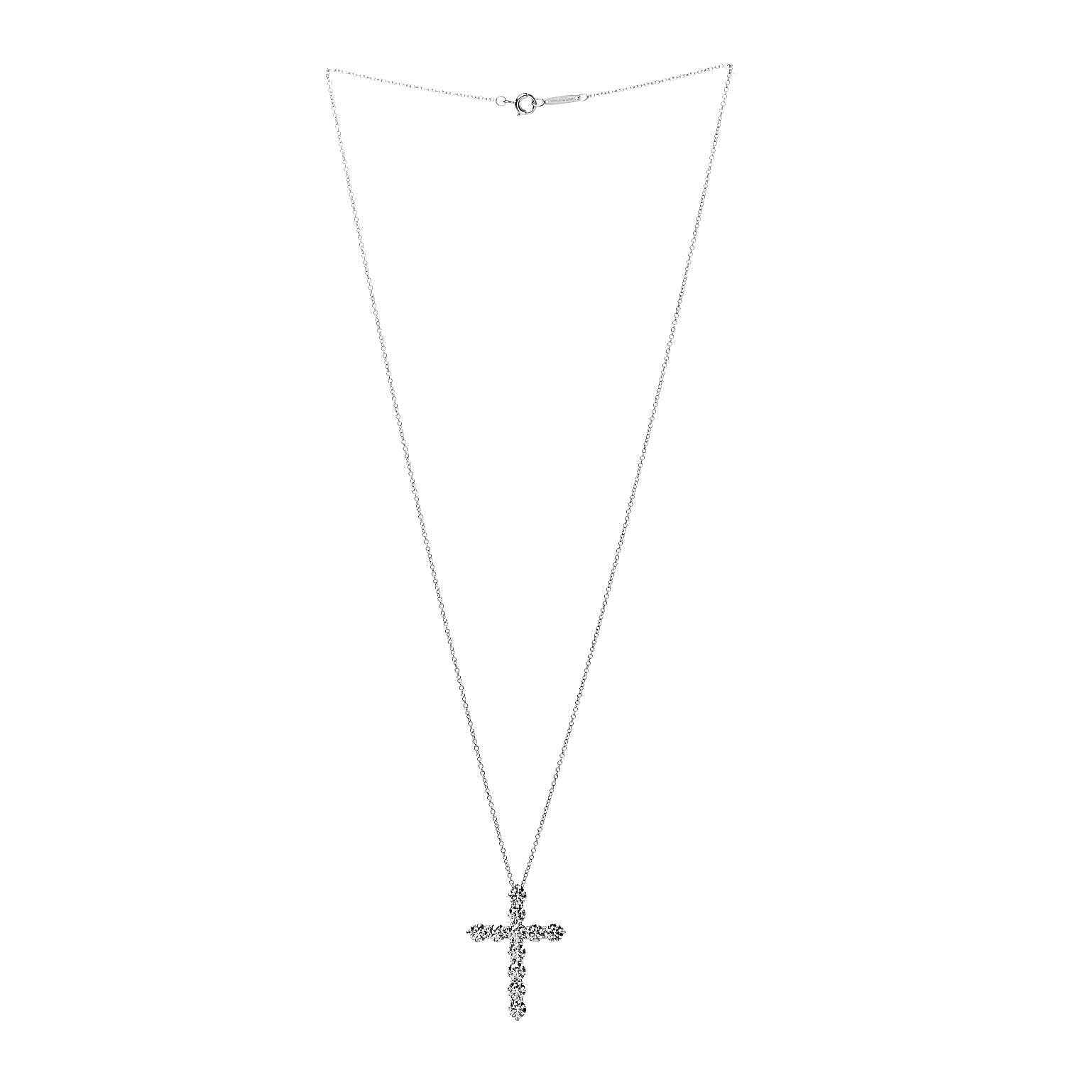 Tiffany Platinum Diamond Extra Large Cross Pendant Necklace 3 of 9