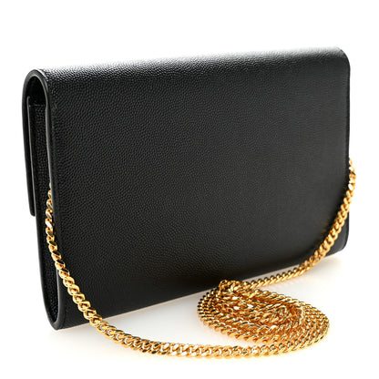 Saint Laurent Grain de Poudre Uptown Chain Wallet Black 4 of 11