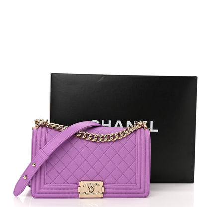 Chanel Caviar Quilted Medium Boy Flap Purple 11 of 11