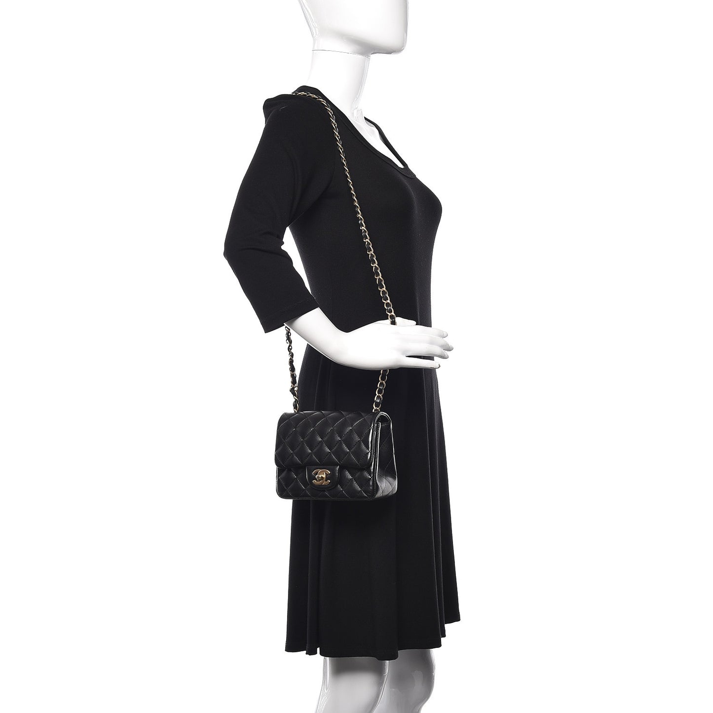 Lambskin Quilted Mini Square Flap Black