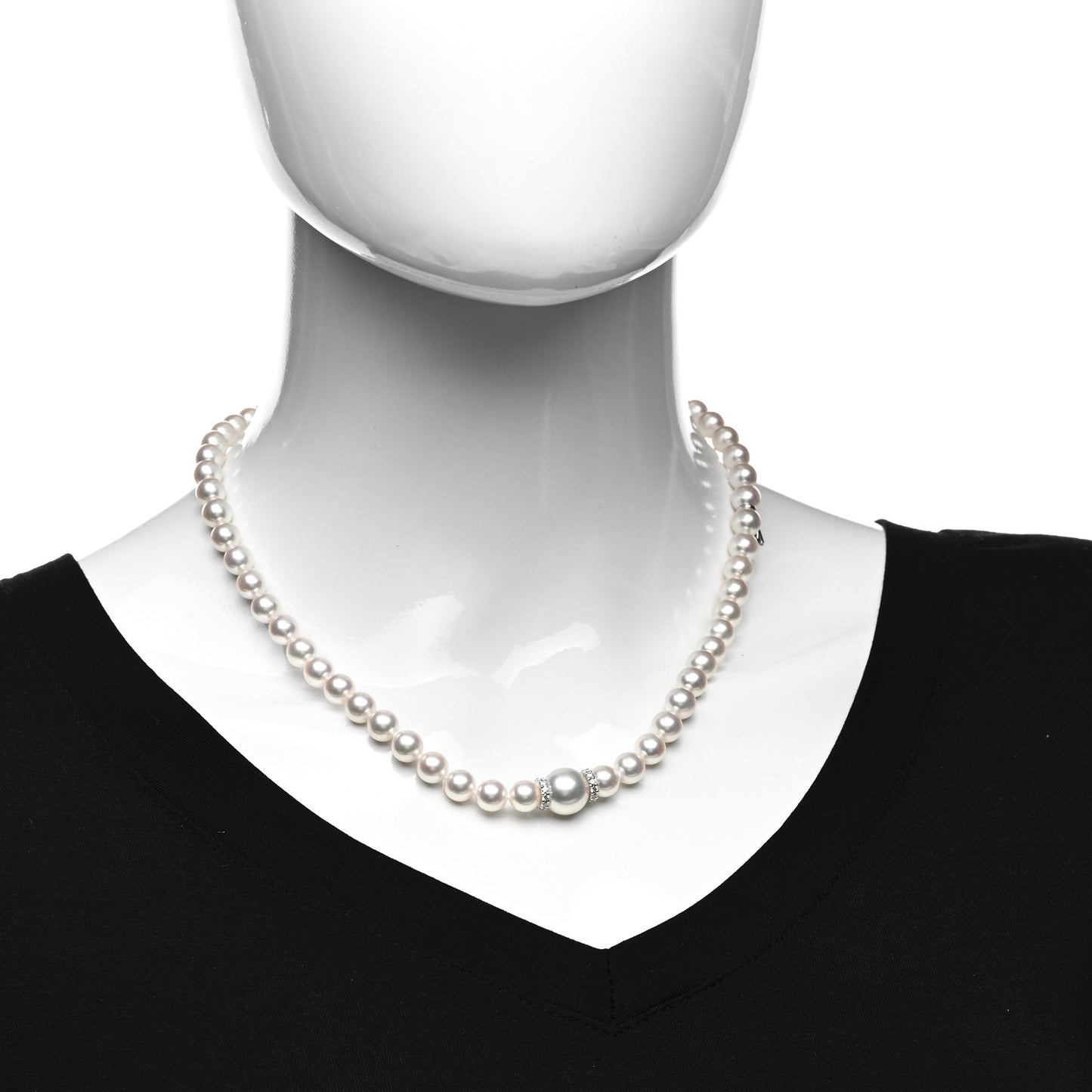 18K White Gold Diamond Akoya Pearl South Sea Pearl 7-11mm Fusion Necklace