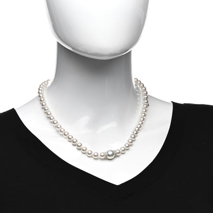 Mikimoto 18K White Gold Diamond Akoya Pearl South Sea Pearl 7-11mm Fusion Necklace 2 of 5