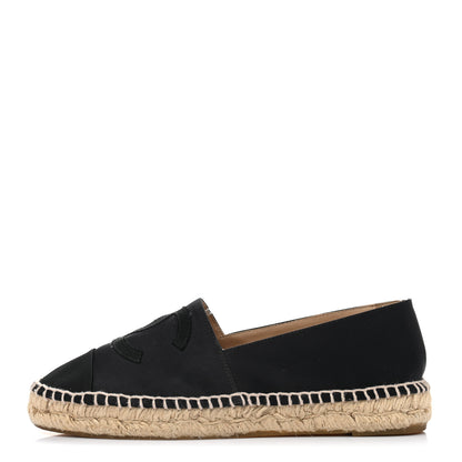 Chanel Satin Grosgrain Espadrilles 38 Black 1 of 7