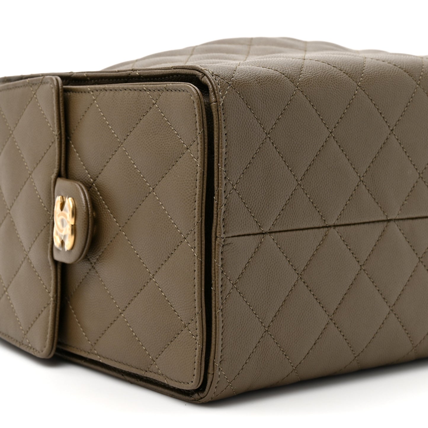 Caviar Quilted Medium Chanel 25 Handbag Dark Khaki