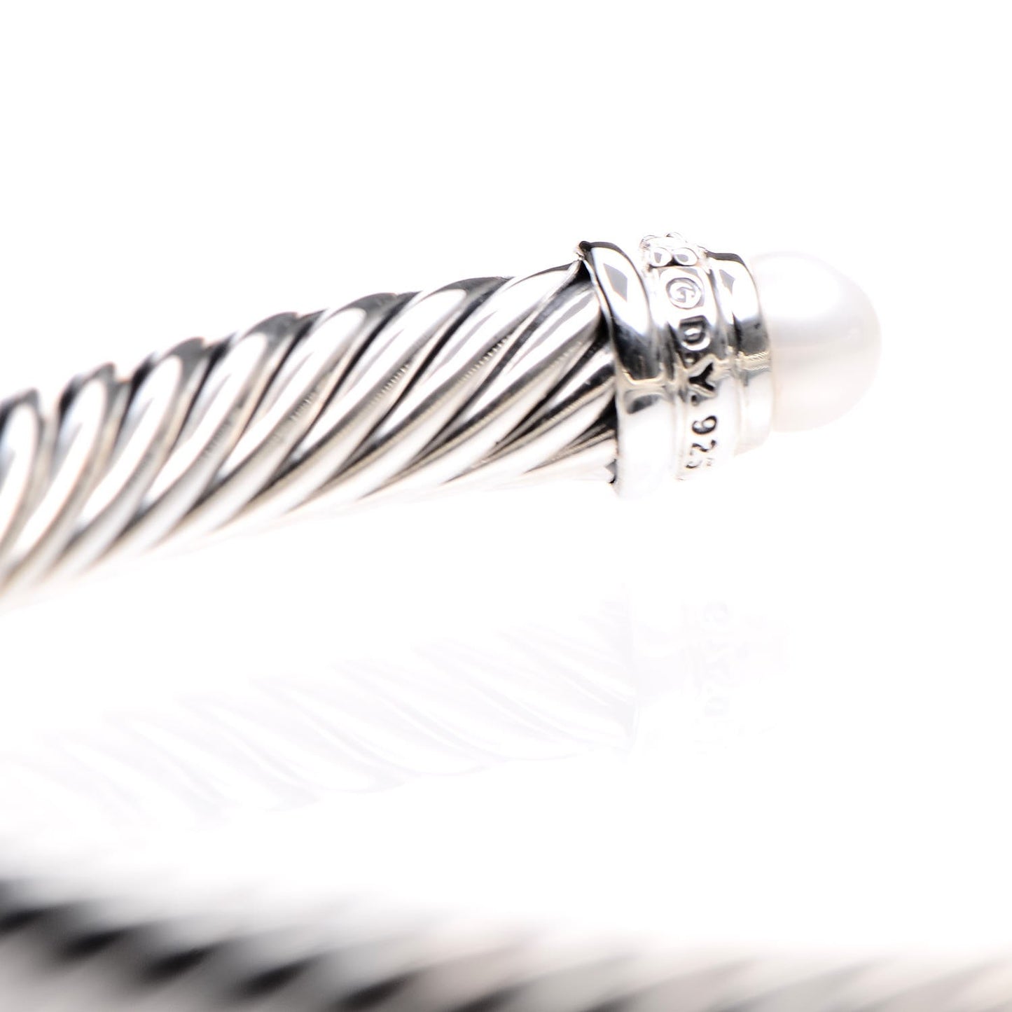 Sterling Silver Diamond Pearl 5mm Cable Classics Bracelet