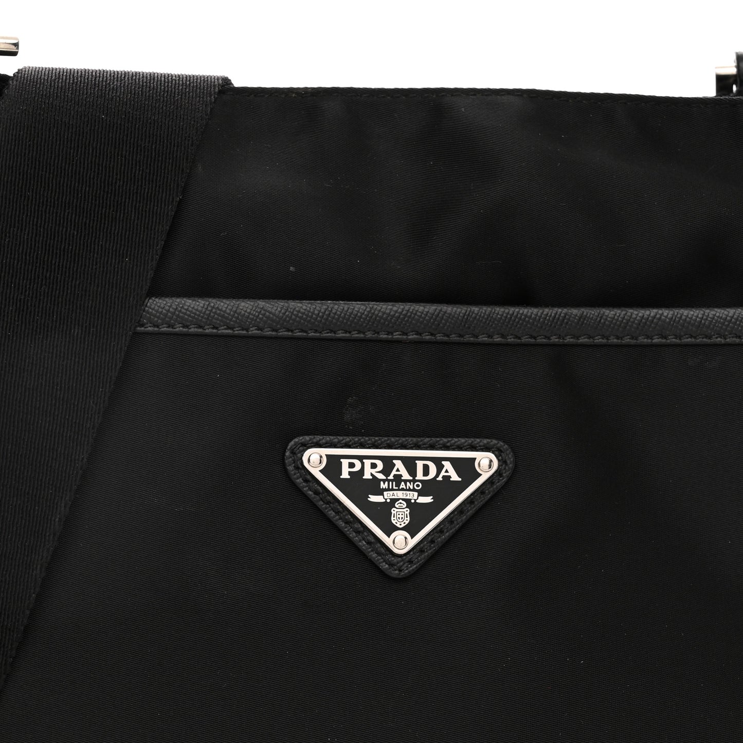 Tessuto Nylon Saffiano Logo Messenger Bag Black