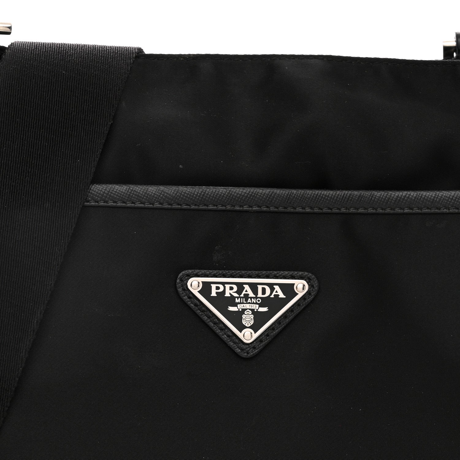 Prada Tessuto Nylon Saffiano Logo Messenger Bag Black 8 of 10