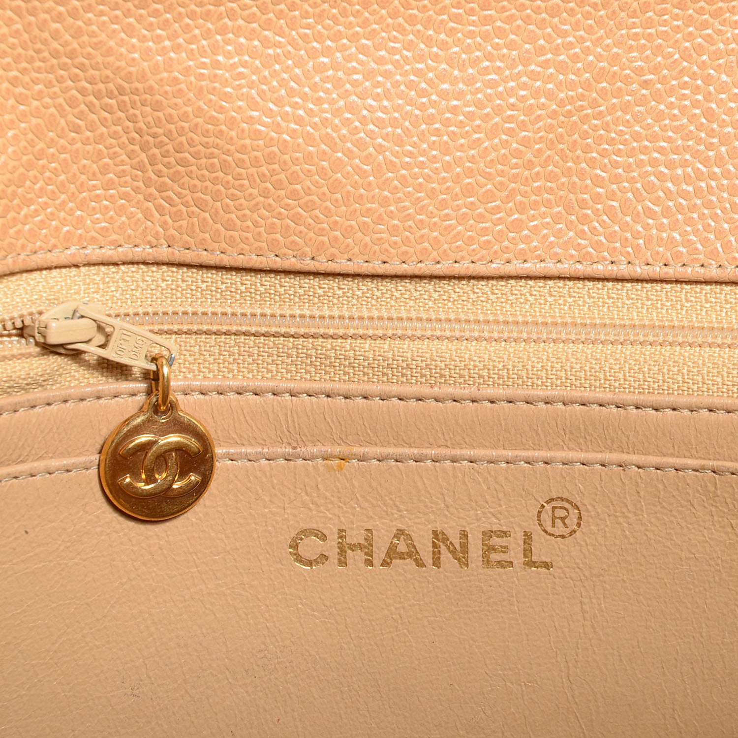 Chanel Caviar Vertical Quilted Jumbo Single Flap Beige 6 of 9