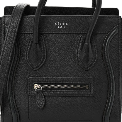 Celine Drummed Calfskin Nano Luggage Black 7 of 12