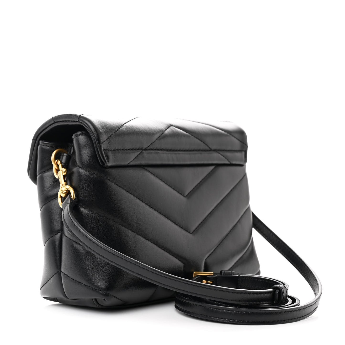 Calfskin Y Quilted Monogram Toy Loulou Crossbody Bag Black