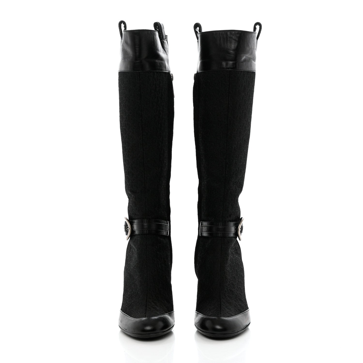 Christian Dior Monogram Buckle Tall Boots 36 Black 2 of 9