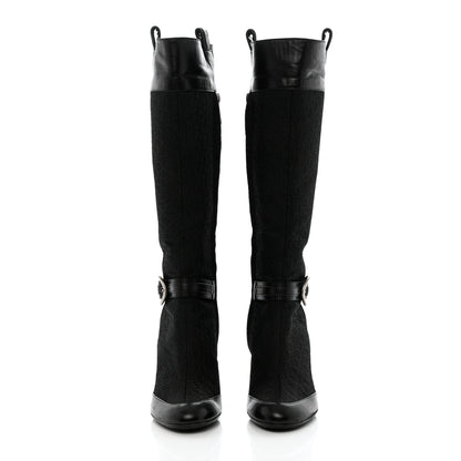 Christian Dior Monogram Buckle Tall Boots 36 Black 2 of 9