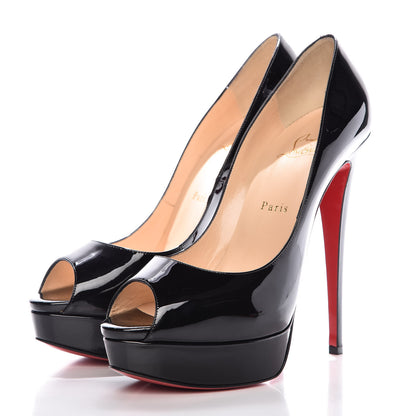 Christian Louboutin Patent Lady Peep 150 Pumps 40.5 Black 3 of 13