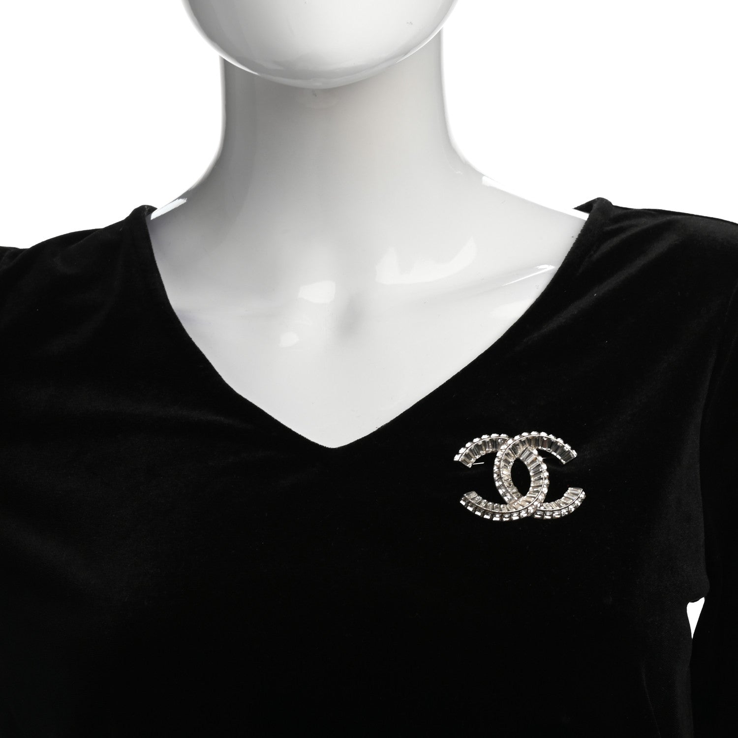 Chanel Baguette Crystal CC Brooch Silver 2 of 5
