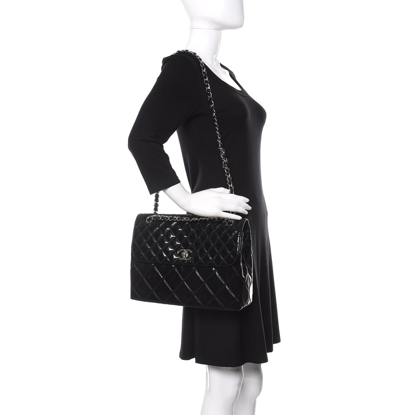 Vinyl Quilted In the Business Flap Bag Black