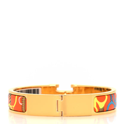 Hermes Enamel Printed Panoplie Equestre Narrow Clic Clac H Bracelet PM Tropique 3 of 5