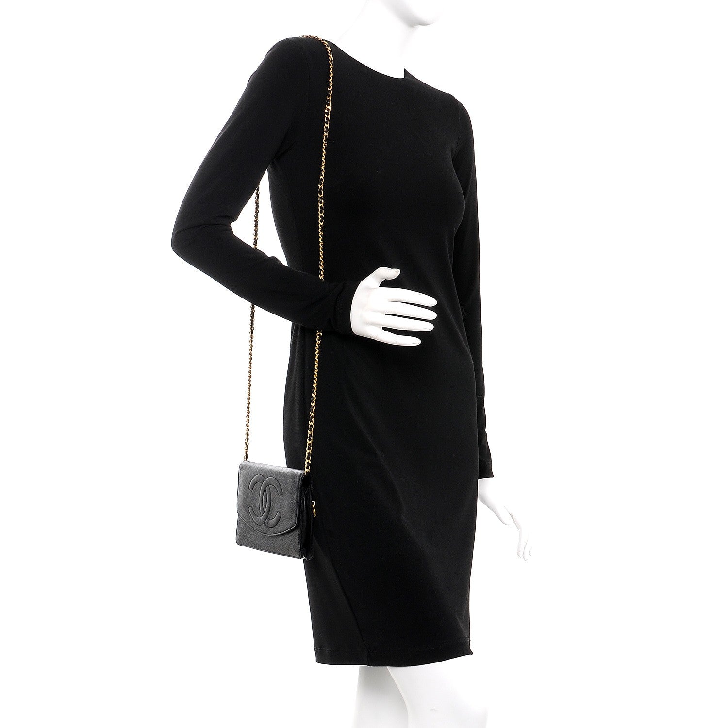Chanel Caviar Timeless CC Wallet On Chain WOC Black 2 of 10