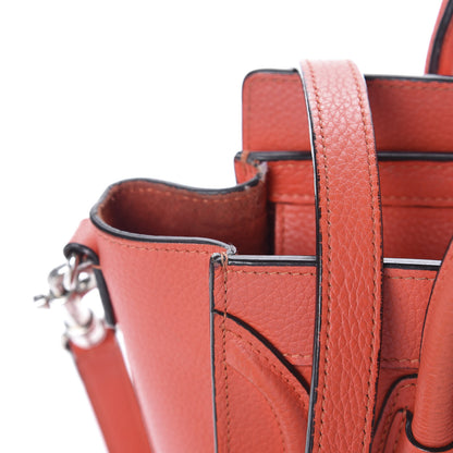 Celine Drummed Calfskin Nano Luggage Vermillion 9 of 15