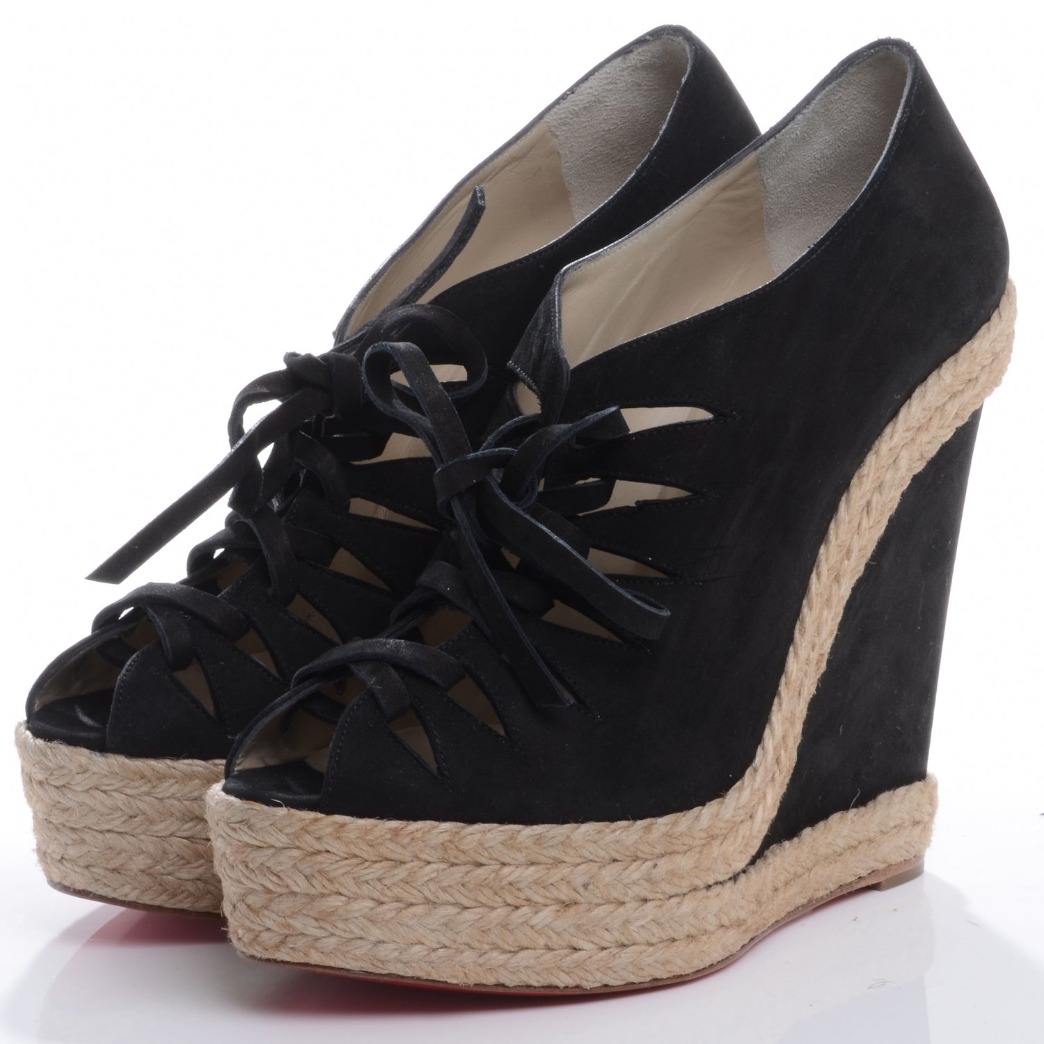 Christian Louboutin Suede Viva Boom 140 Espadrille Booties 39 Black 2 of 8