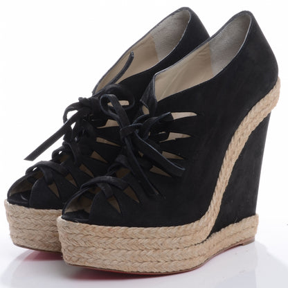 Christian Louboutin Suede Viva Boom 140 Espadrille Booties 39 Black 2 of 8
