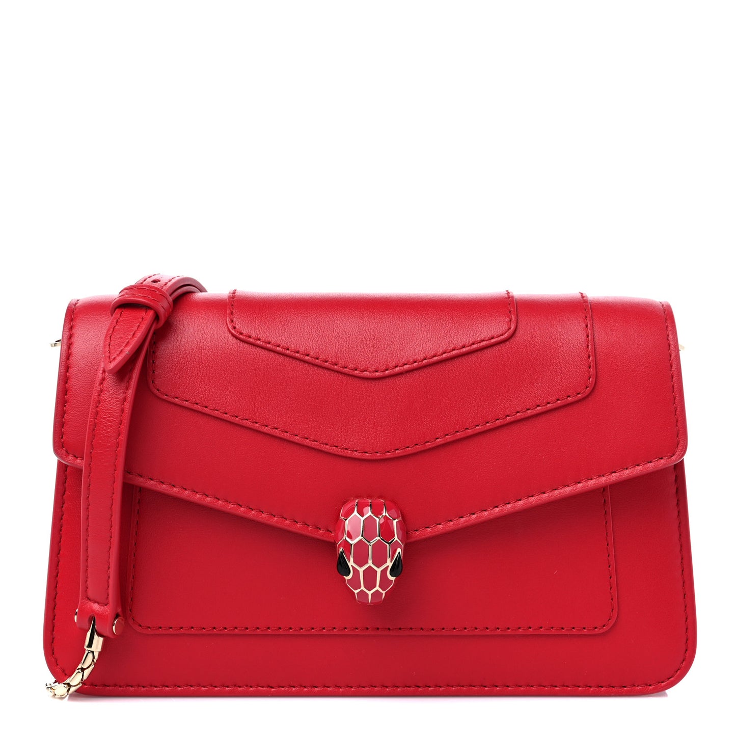 Calfskin Serpenti Forever Chain Wallet Amaranth Garnet