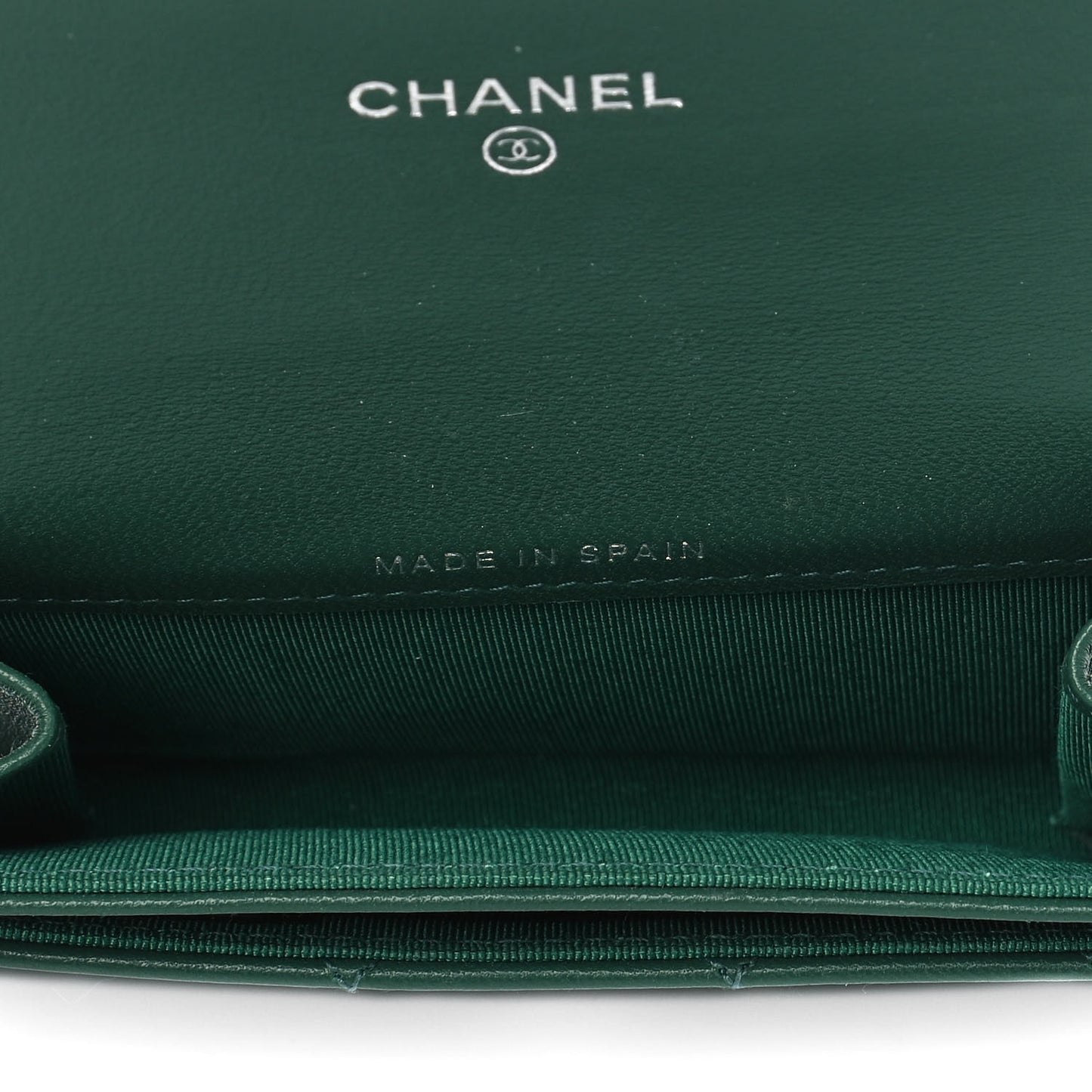 Lambskin Quilted Flap Card Holder Wallet Green