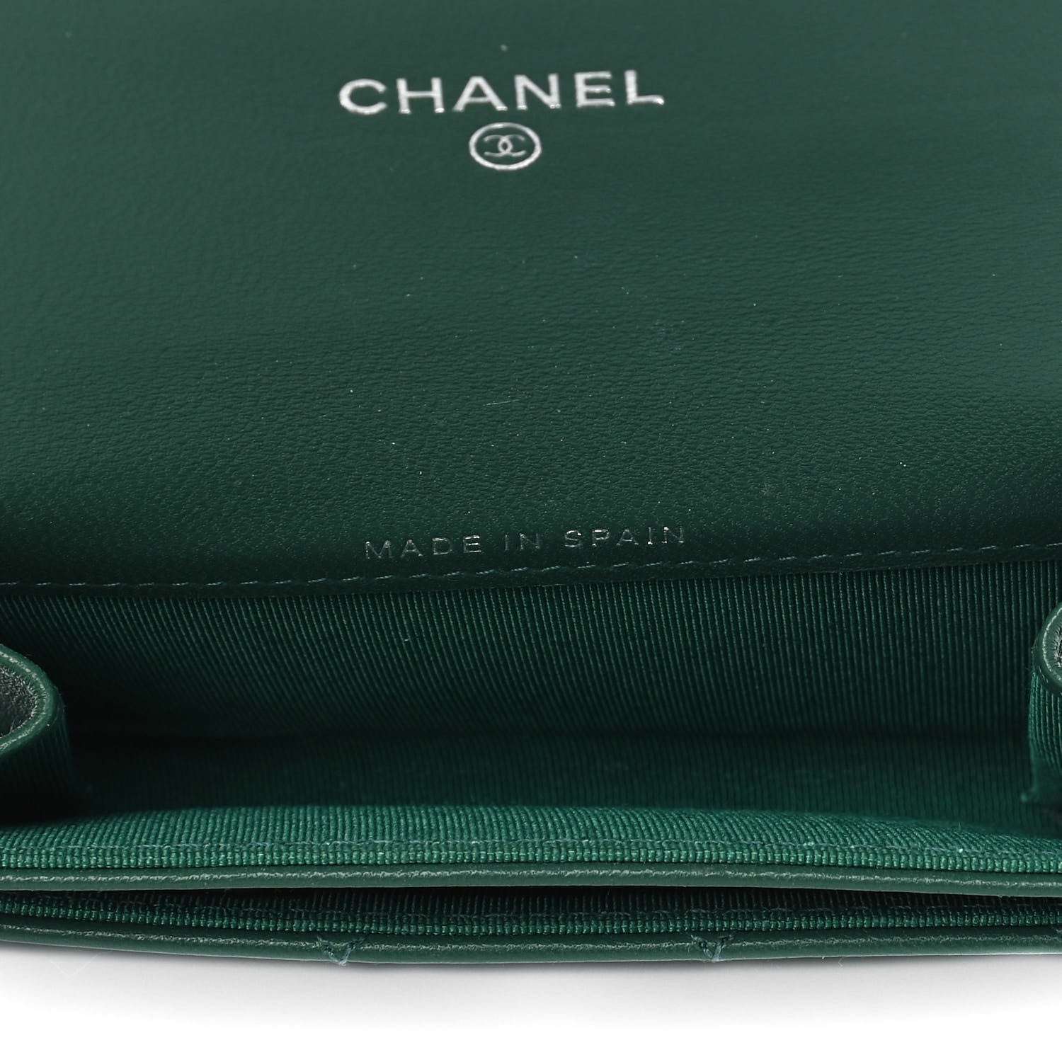 Chanel Lambskin Quilted Flap Card Holder Wallet Green 4 of 4
